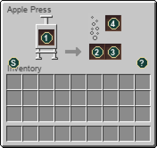 Bedrock resource-pack apple press interface with numbered slots