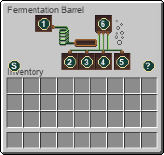 Bedrock resource-pack fermentation barrel interface with numbered slots