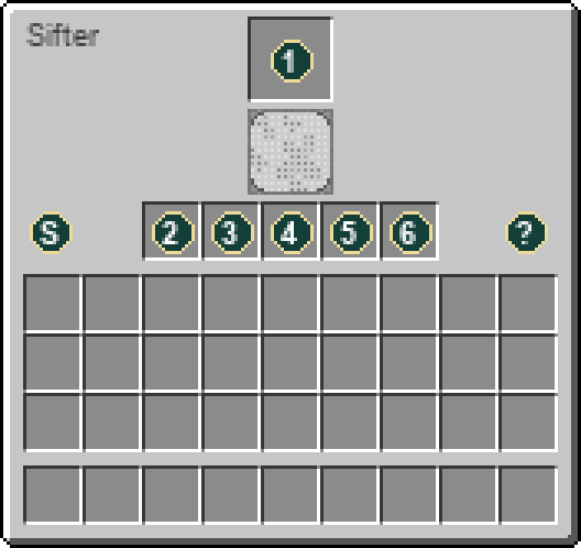 Bedrock resource-pack sifter interface with numbered slots