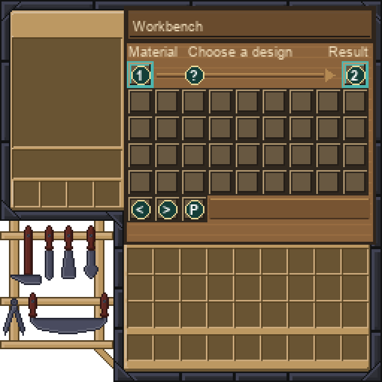 Bedrock resource-pack workbench interface with numbered slots