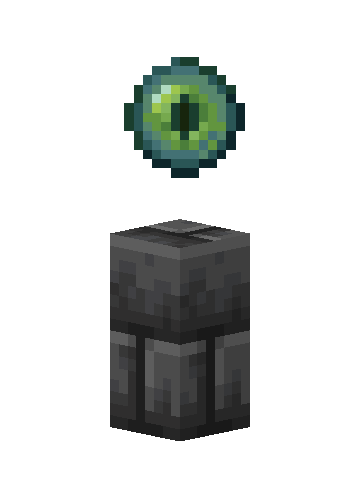 Deepslate Brick Waystone with its floating Ender Eye above the stone base