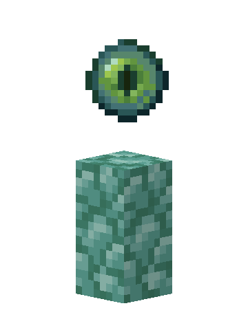 Prismarine Waystone with its floating Ender Eye above the stone base
