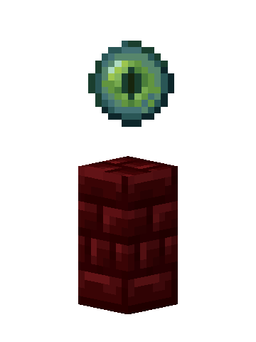 Red Nether Brick Waystone with its floating Ender Eye above the stone base