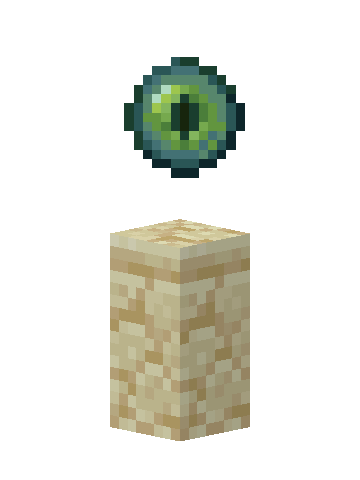 Sandstone Waystone with its floating Ender Eye above the stone base